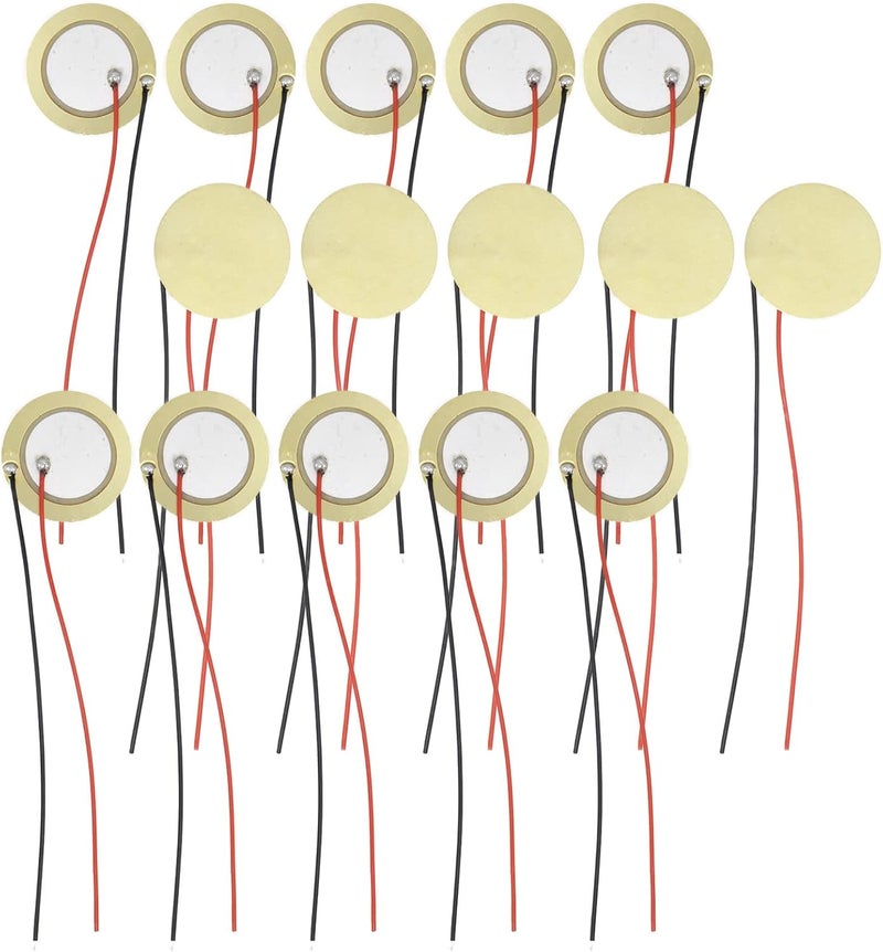 Cheerock Pack of 15 Piezo Disc, 27mm Piezo Discs Transducer with 3.94inch Leads, Acoustic Contact Microphone Piezo Pickup, Piezo Elements for Drum Triggers Microphone Trigger Element CBG Guitar - Image 1